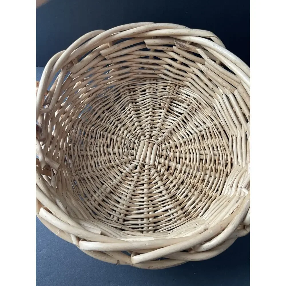 Vintage Garden Trug Handle Basket Rustic Twig Wood Farmhouse Gathering Cottage